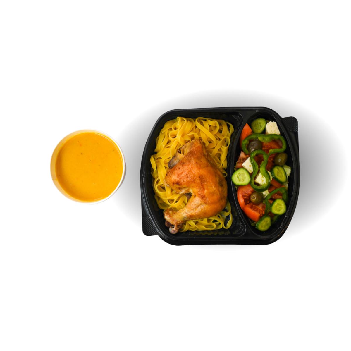 Kofsha Pule me Jufka + Sallatë Fshati + Supë Perime