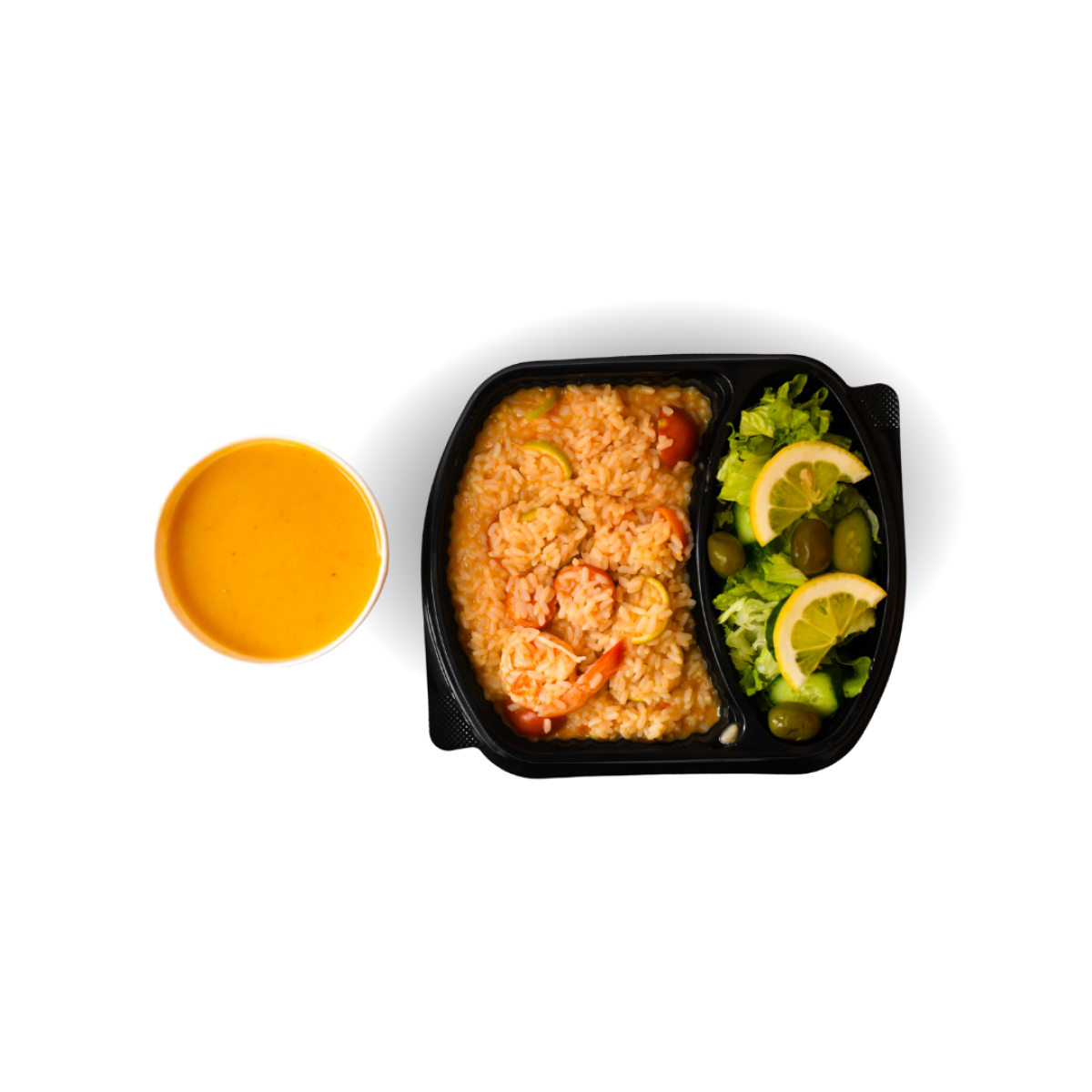 Rizoto Karkalec Lime + Sallatë Jeshile + Supë Peshku